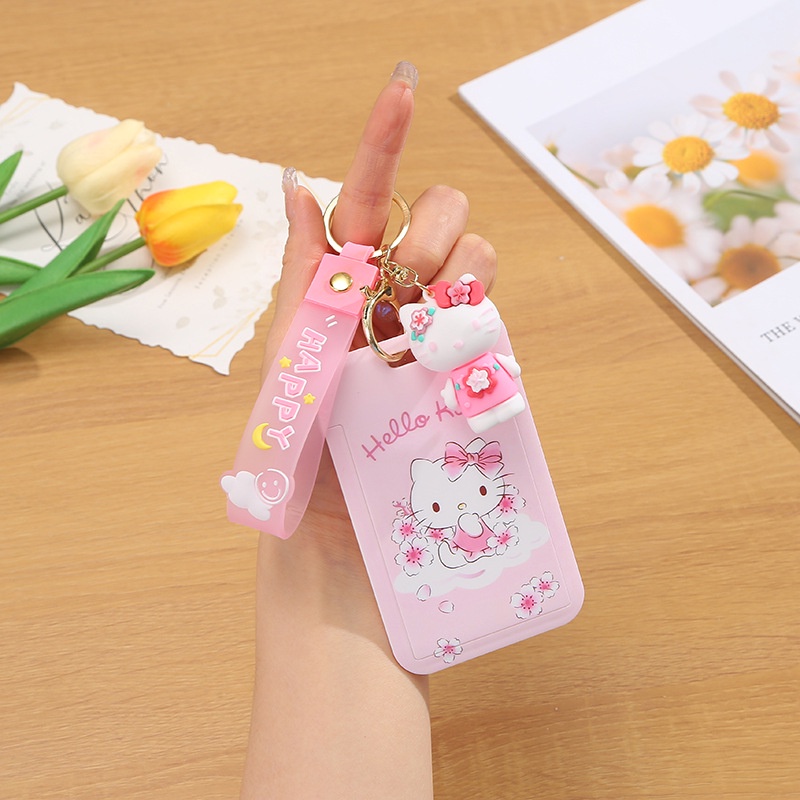 Sanrio Ví Đựng Thẻ id / Thẻ Ngân Hàng Kiểu Hoạt Hình melody Dễ Thương Kèm Móc Khóa Tiện Dụng