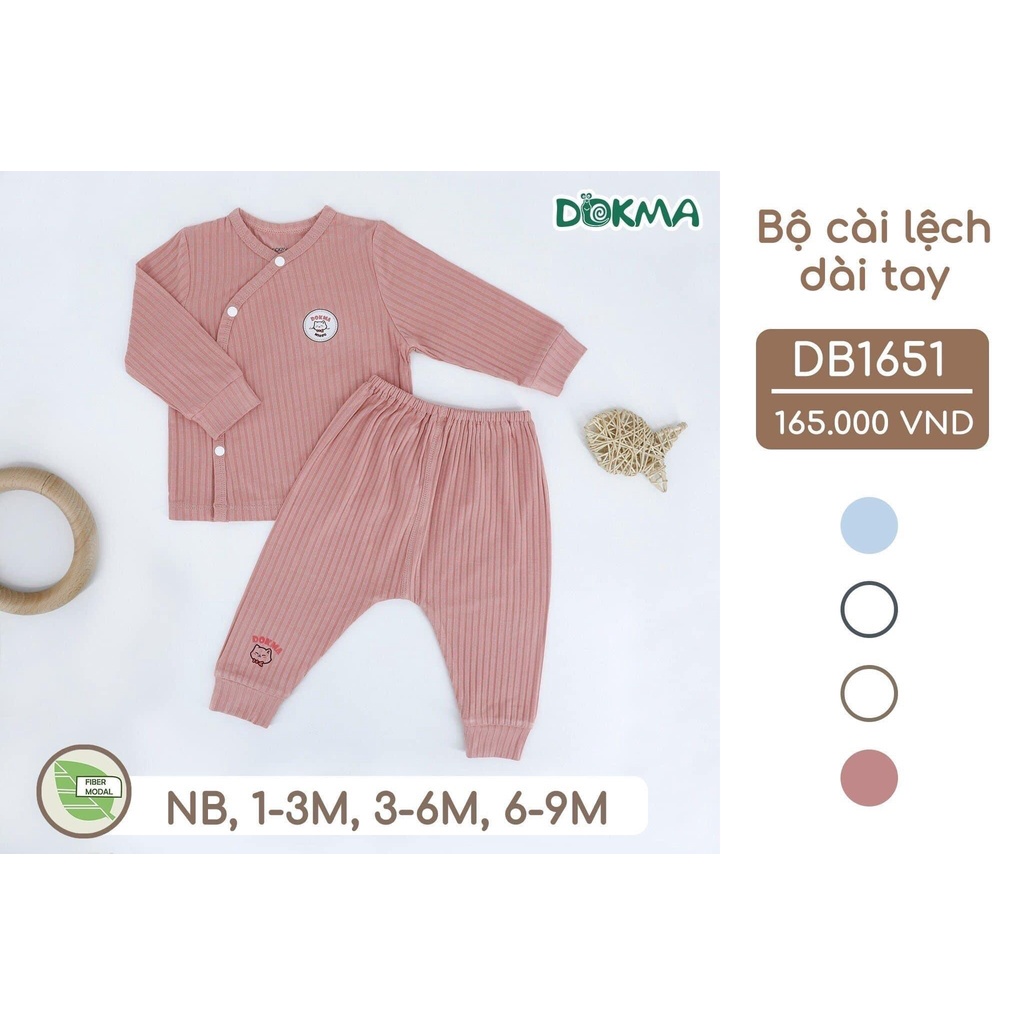 Dokma bộ sơ sinh cài lệch dài tay DB1651 mẹ sam