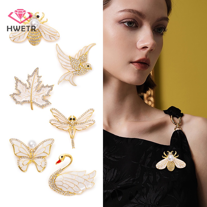 Trâm Cài Áo Hình Chim Thiên Nga Đính Ngọc Trai Thời Trang Cho Nữ Mới