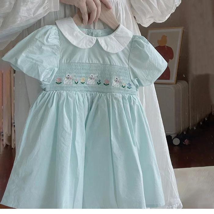 Đầm Sơ Mi Cổ Búp Bê Thêu Họa Tiết Dễ Thương Thời Trang Mùa Hè 2023 Cho Bé Gái