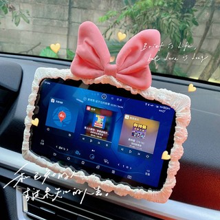 Car Small Ornaments Bow Car Interior Decoration Screen Protective Cover Dashboard Navigation Modification Frame Cute Rear View Mirror Cover t7ls