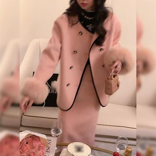 Set áo len màu trơn và chân váy thời trang năm mới cho nữ