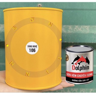 Sơn sắt mạ Kẽm Màu Vàng nghệ 1k Dolphin 400g, 800g sơn gỗ sắt thép tôn