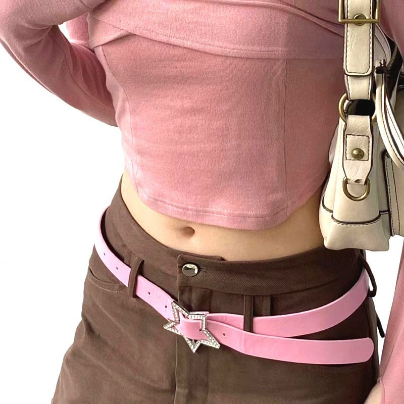 Thắt Lưng Da pu Hình Mặt Trăng Và Ngôi Sao Thời Trang Cá Tính Dành Cho Nữ y2k