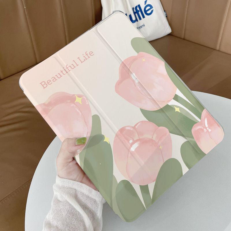 Ốp Máy Tính Bảng Mềm Hình Hoa Có Khe Đựng Bút Chì Cho ipad gen7 / 8 / 9 gen10 pro11 "pro12.9" air4 air5 mini6
