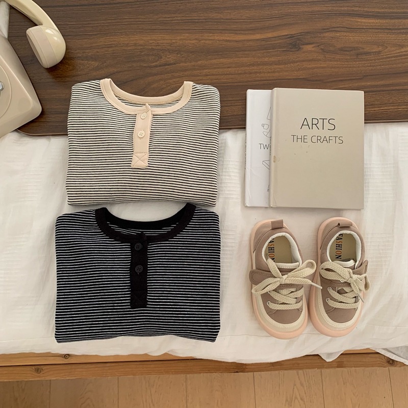 Áo Thun Dài Tay Họa Tiết Kẻ Sọc Thời Trang Mùa Thu Mới Cho Bé Trai