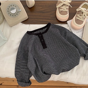 Áo Thun Dài Tay Họa Tiết Kẻ Sọc Thời Trang Mùa Thu Mới Cho Bé Trai