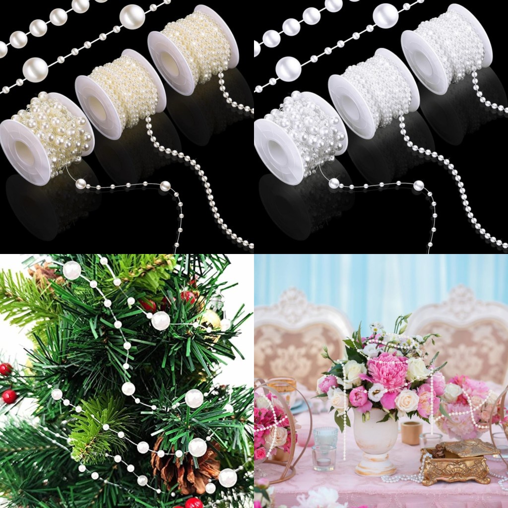 Dây Chuỗi Hạt Ngọc Trai Giả 10m Dùng Trang Trí Bó Hoa Cưới diy