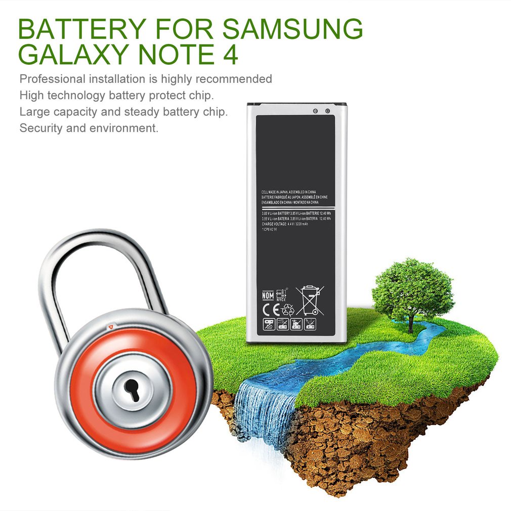 Replacement Battery for Samsung Galaxy Note 4 Rated Capacity 3800mAh 3.85V.