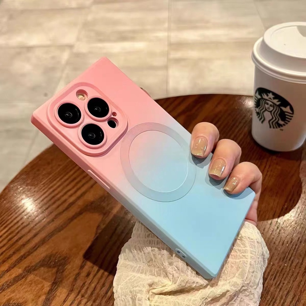 Ốp Điện Thoại Dẻo Hình Vuông Màu gradient Thời Trang Chống Rơi Cho iphone 15 14 13 12 11 pro max 15plus