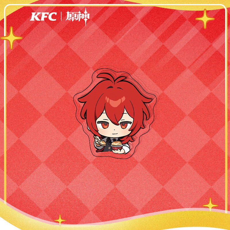 Móc khoá Anime Genshin Impact KFC Diluc Noelle nhựa Acrylic hai mặt, in hình các nhân vật dễ thương