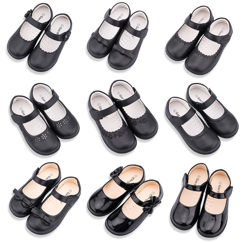 Giày Công Chúa Da Nhám Đế Mềm Cỡ Vừa Làm Thủ Công Màu Đen Cho Bé Gái