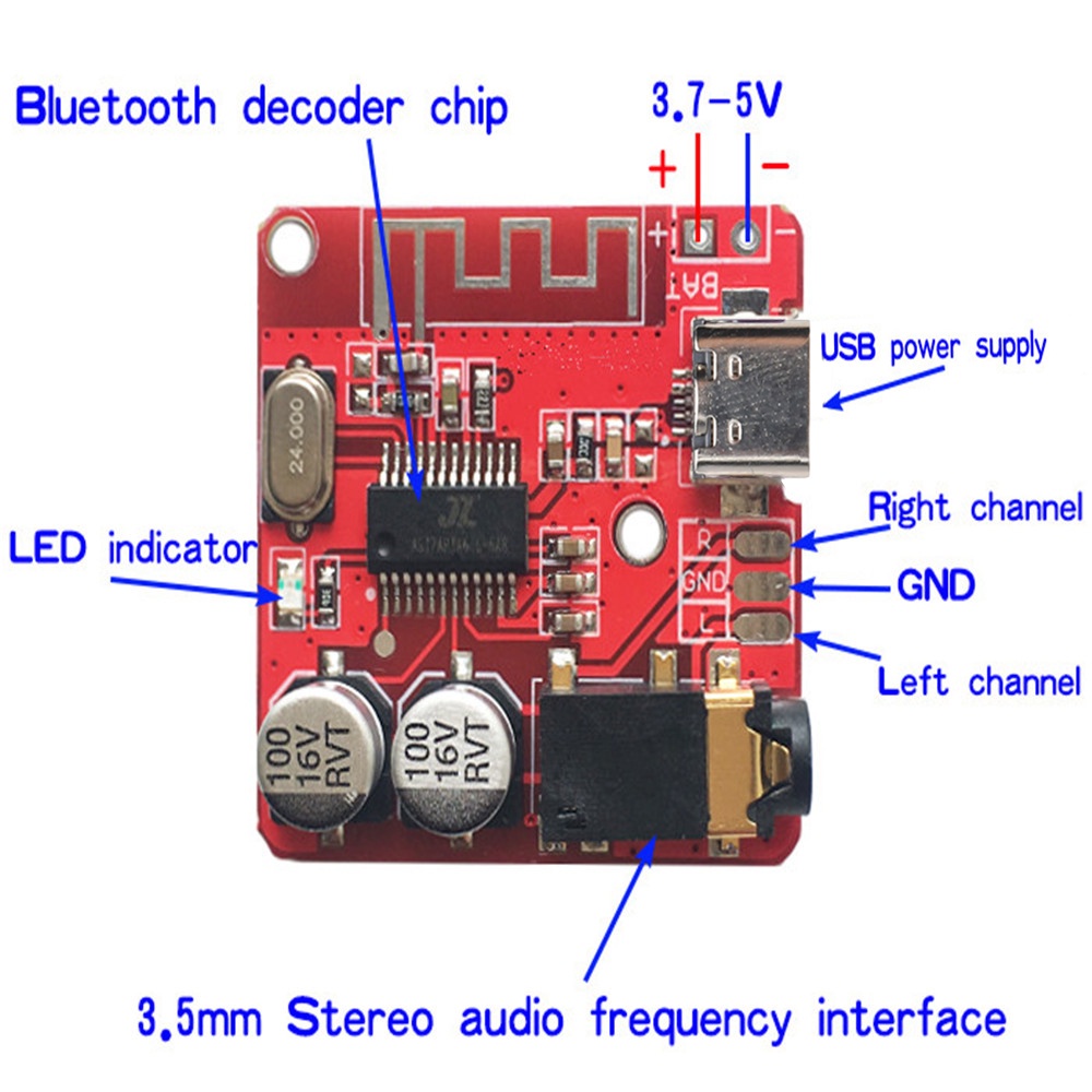 Bảng Mạch Giải Mã Gaqee 3.7-5v bluetooth 4.1 mp3 Thẻ