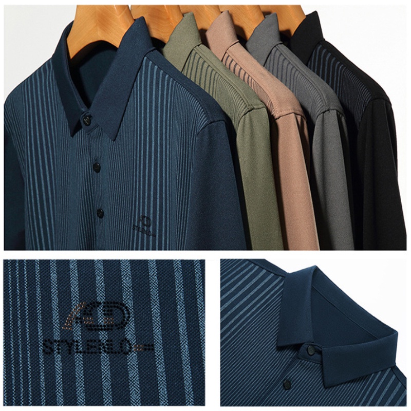 Áo Thun polo Dài Tay Họa Tiết Sọc Ngang Thời Trang Dành Cho Nam
