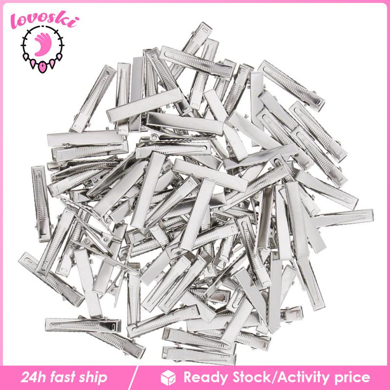 Set 100 Kẹp Tóc Cá Sấu Hình Vuông diy Bằng Kim Loại Cho Bé Gái