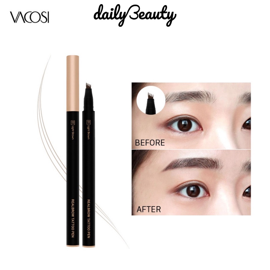 Bút Kẻ Mày Phẩy Sợi VACOSI 24H VACOSI REALBROW TATTOO PEN không Lem Không Trôi, điêu khắc lông mày tiện lợi Daily Beauty