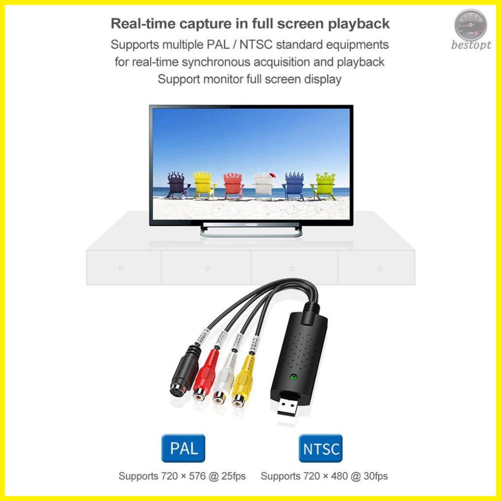 VHS to Digital Converter USB Capture Card Audio Video Capture Box Win 7/8/10 Compatible