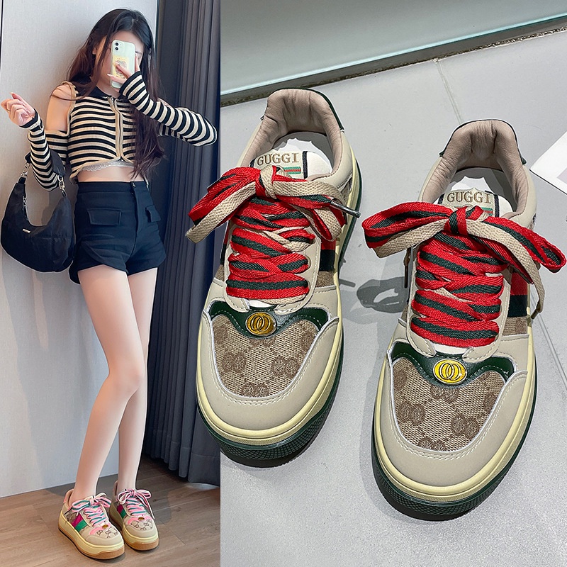 Giày Thể Thao Đế Bằng Phong Cách gucci Thời Trang Mùa Thu Cho Nữ