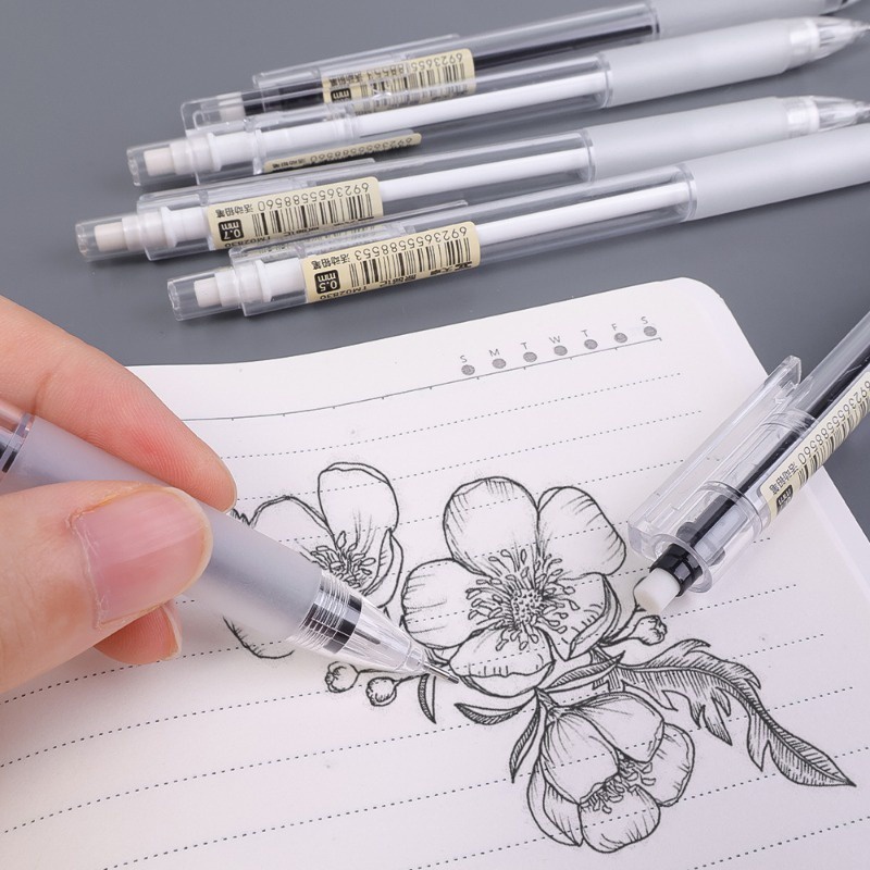 Bút Chì Vẽ / Viết Tự Động Dạng Nhấn Bằng Nhựa / Bút Chì Trong Suốt Tối Giản Cho Học Sinh / Văn Phòng Phẩm Ngẫu Nhiên