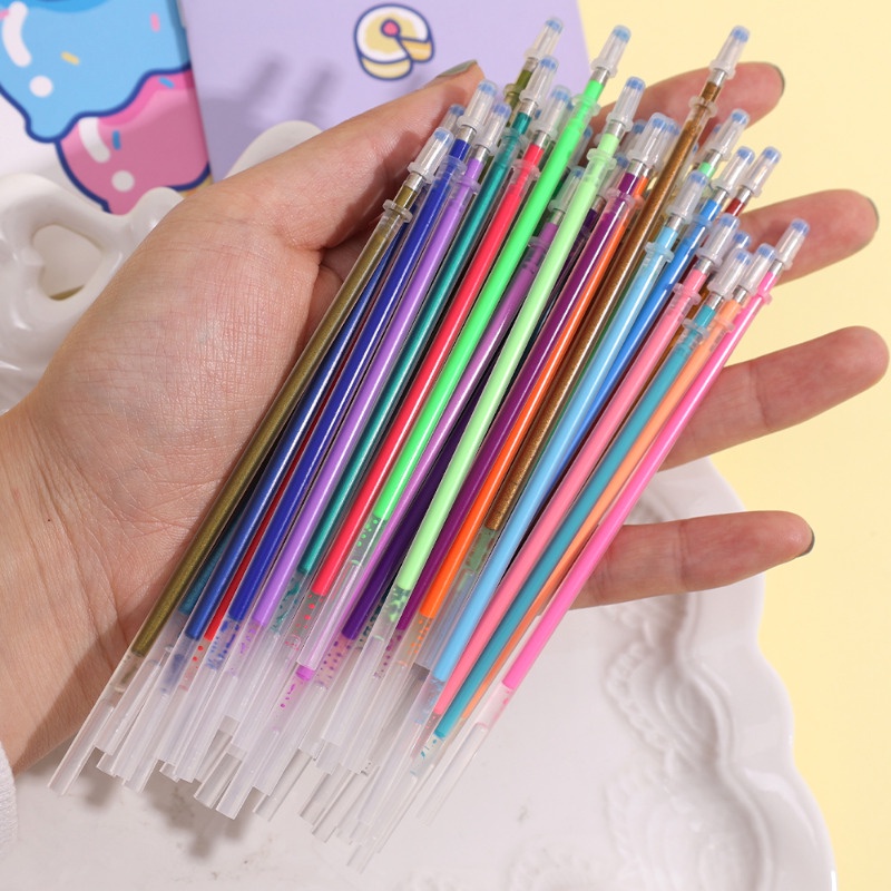 Bộ 12 Bút Mực gel Ngòi Kim Tuyến Nhiều Màu Sắc Dùng Cho Văn Phòng / Học Sinh