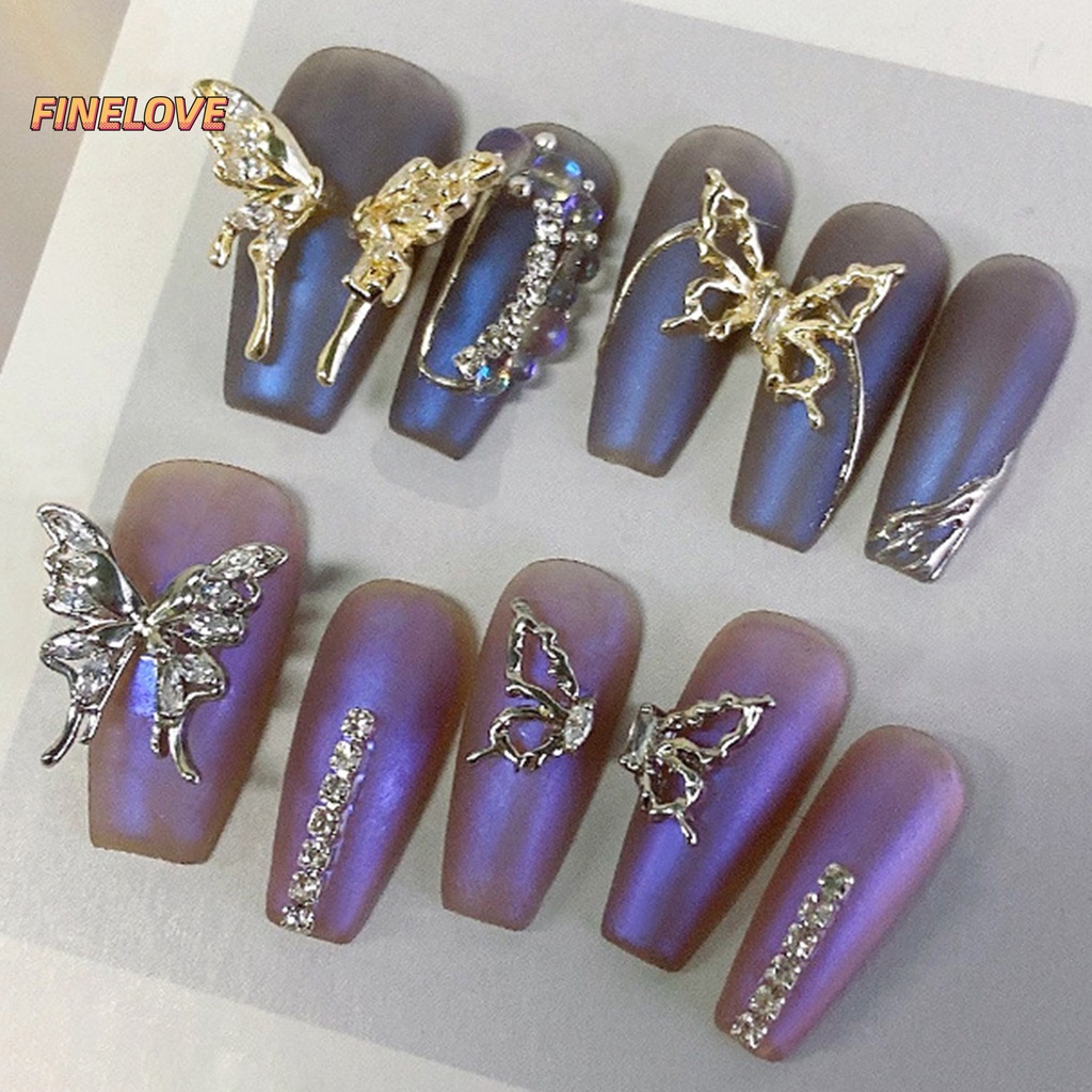 1 Phụ Kiện Trang Trí Móng Tay Chống Rơi Hình Cánh Bướm Ba Chiều Lấp Lánh diy