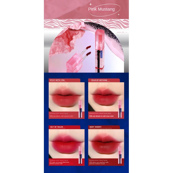 Fomomy Mustang nhung sương mù môi men nhung sương mù da bền môi men