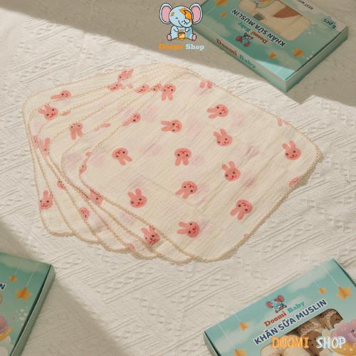 Set 6 Khăn Sữa Cho Bé Vải Muslin 2 Lớp Cao Cấp Chính Hãng Doomi Baby - HT635