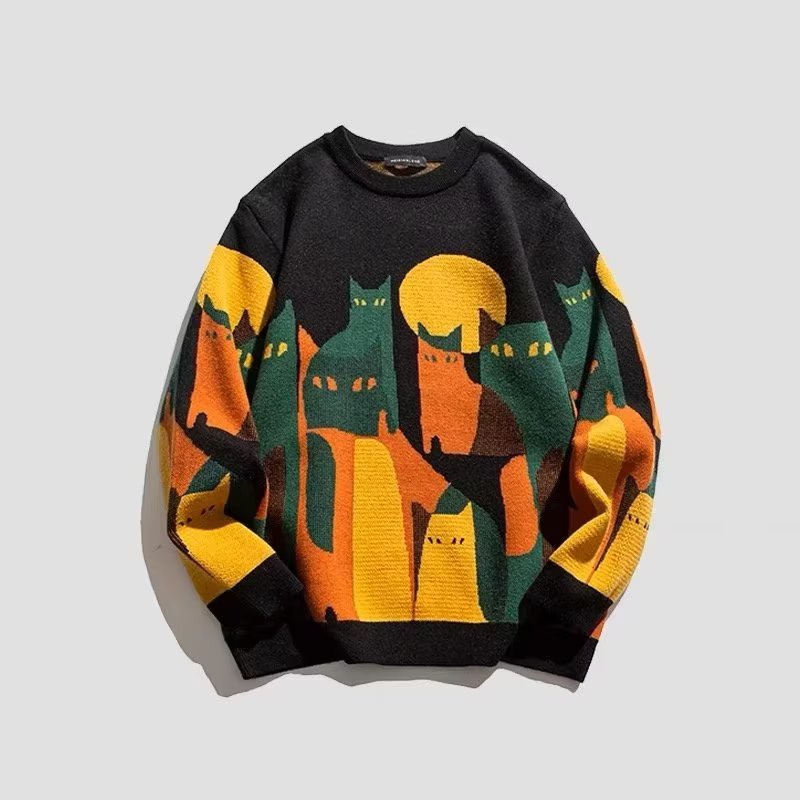 Áo sweater Dệt Kim Cổ Tròn Thời Trang Đường Phố Cá Tính Cho Nam