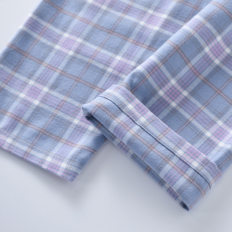 Sản Phẩm Tốt Bộ Đồ Ngủ cotton flannel Dày Màu Sắc Phong Cách Nhật Bản muji Cho Cặp Đôi Mùa Thu Đông