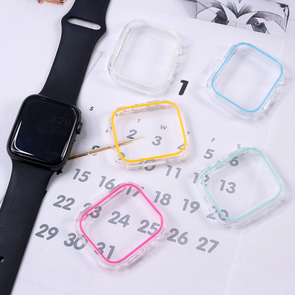 Khung Trong Suốt Màu Dạ Quang Cho Đồng Hồ Thông Minh apple watch ultra 2 49mm series 9 45mm 41mm 44mm 40mm iwatch serie 8 7 6 se 5 4