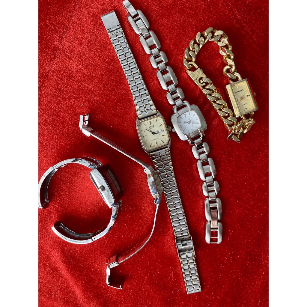 Đồng hồ nữ form vuông, chữ nhật dây thép size mini 2hand, vintage bãi Nhật