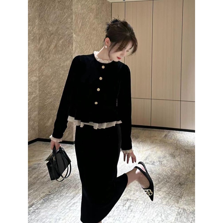 Đầm Ren Giả Hai Mảnh Eo Cao Vừa Phải Phong Cách Zhiyun Mùa Thu