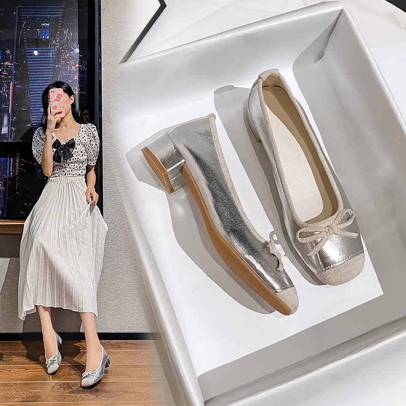 Mới Giày Cao Gót Đính Nơ Thiết Kế Thoải Mái Thời Trang Cho Nữ