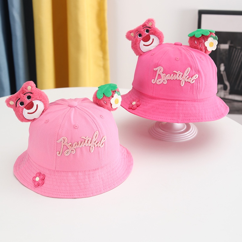 Sq2 Nón Tai Bèo Chống Nắng / Gió Hình Gấu / Dâu Tây Màu Hồng Dễ Thương Cho Nữ