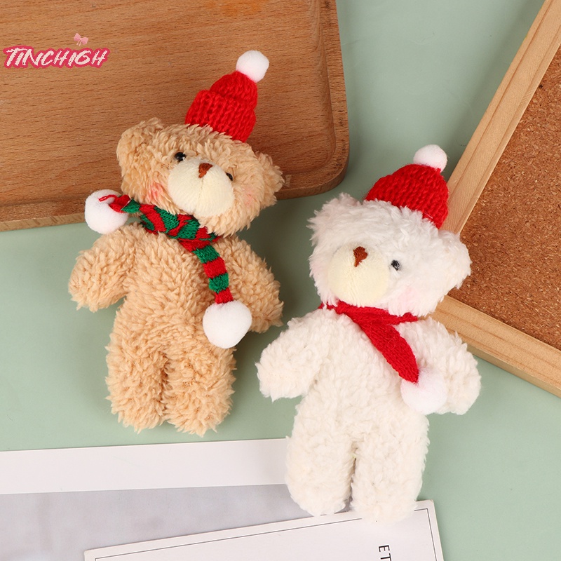 Móc Khóa Gấu Bông Giáng Sinh Dễ Thương Dệt Kim Mũ Khăn Choàng Dài Trang Trí Ba Lô