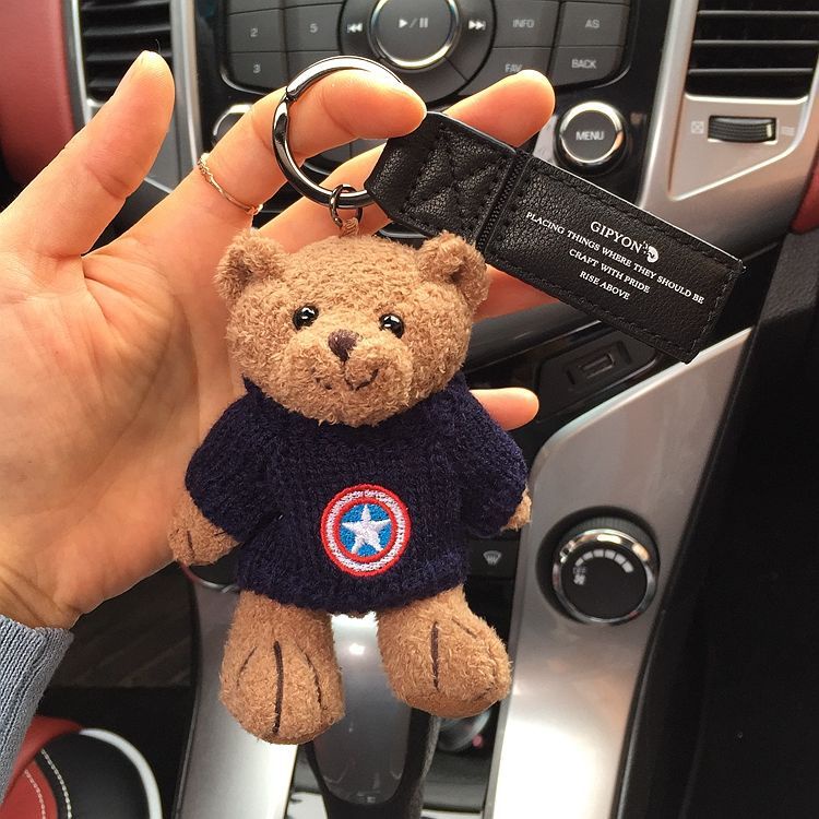 Móc Khóa Hình Gấu Nhồi Bông Dễ Thương Phong Cách Hàn Quốc