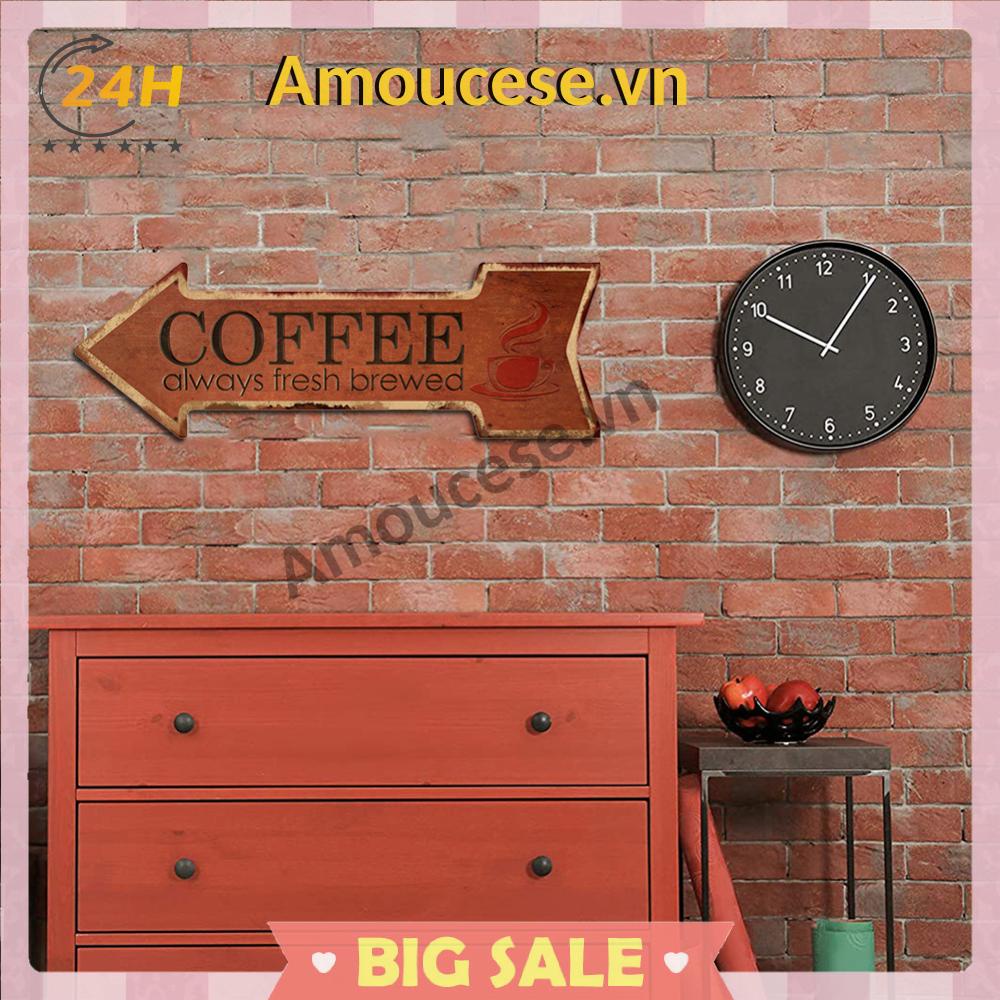 Áp Phích Kim Loại Thiếc Nghệ Thuật Hình Mũi Tên Màu Cà Phê retro Trang Trí Nhà Cửa