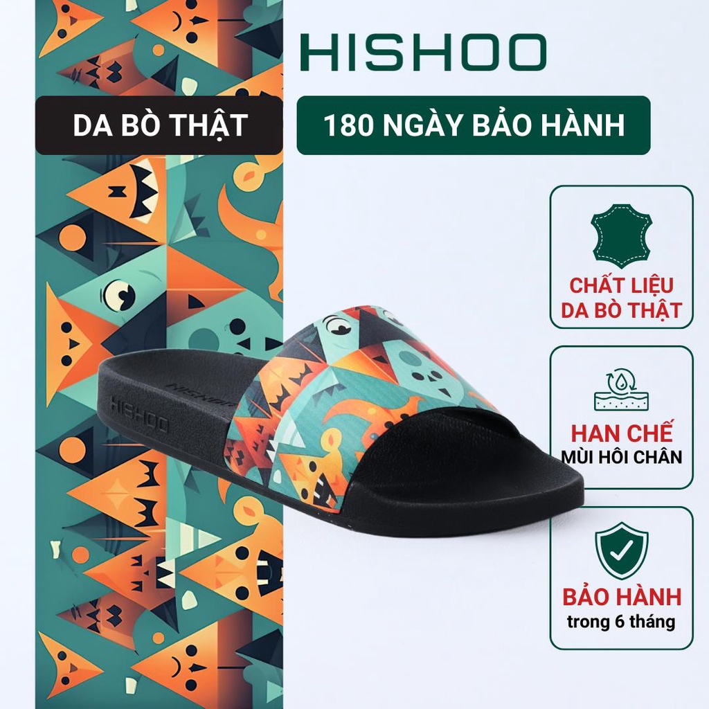 Dép quai ngang slipper Kẹo hay bị ghẹo cao cấp nam, nữ HISHOO siêu nhẹ da Bò thời trang size 36-45 U113