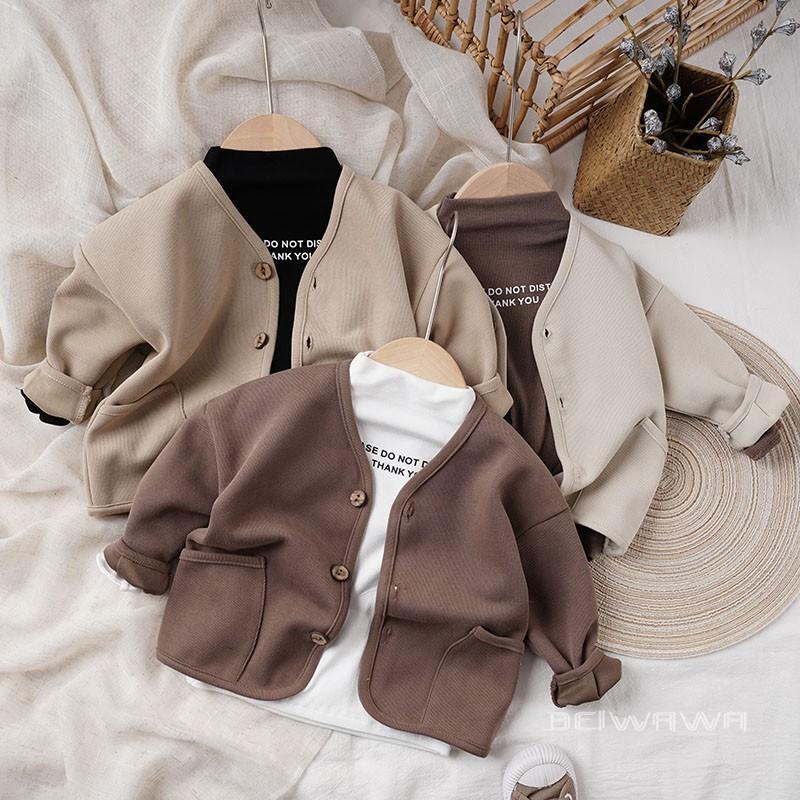 Áo Khoác cardigan Tay Dài Dáng Rộng Bằng Vải cotton Thời Trang Mùa Thu Phong Cách Hàn Quốc Cho Bé Trai