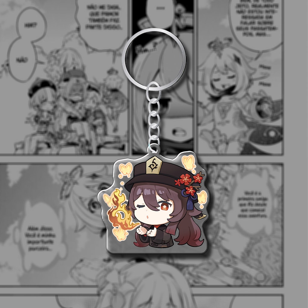 Móc khóa mica in hình nhân vật Hutao Genshin impact trang trí túi xách balo làm quà tặng lưu niệm