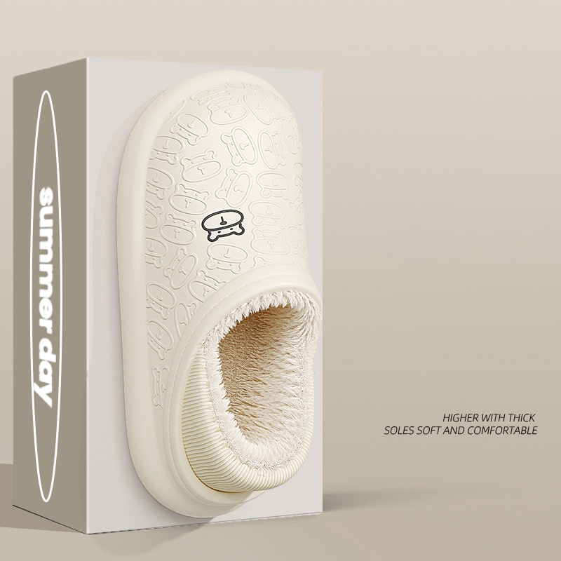 C-FOOT Dép Lót Lông HÌnh Gấu Dễ Thương Đi Trong Nhà Chống Nước Giữ Ấm Chân Mùa Thu Đông HOT 2023 Mới Cho Nữ