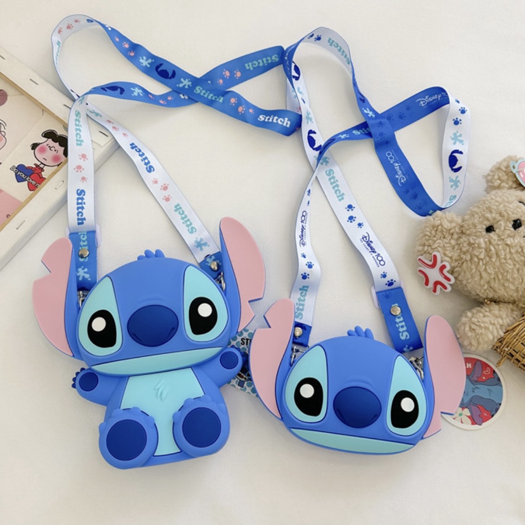 TúiĐeo Đeo Chéo Silicon Hoạt Hình Stitch Xanh Dương Dễ Thương