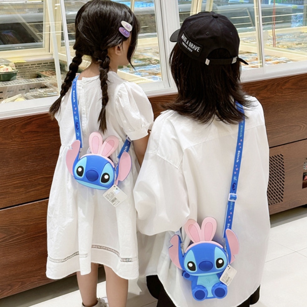 TúiĐeo Đeo Chéo Silicon Hoạt Hình Stitch Xanh Dương Dễ Thương