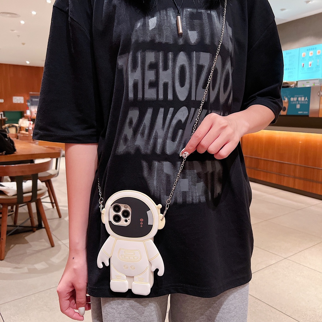 Ốp Điện Thoại Dẻo Họa Tiết Phi Hành Gia Kèm Dây Đeo Cho redmi 13c note 13 12 12r 12s 11 11t 11s 11r 10 10s 9s 9 pro