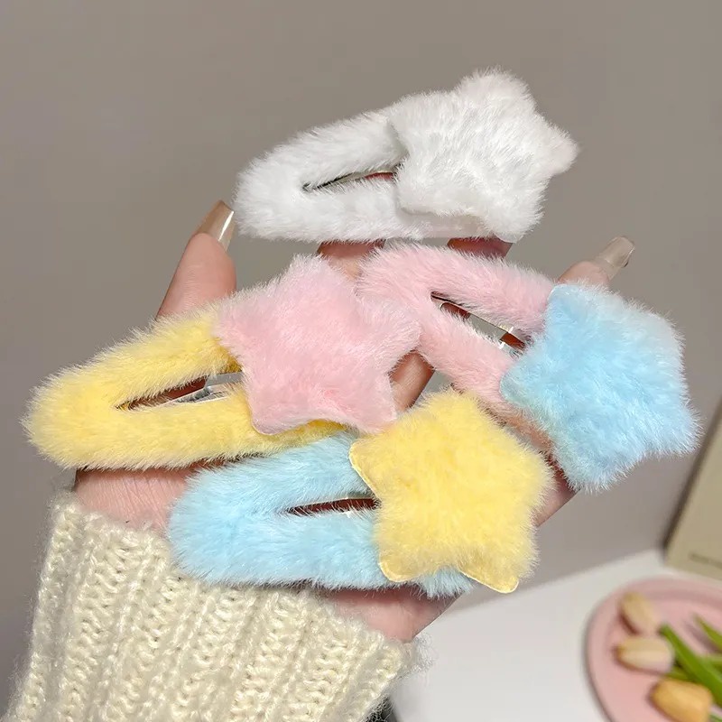 Bộ 5 Kẹp tóc mái ngôi sao Kẹp Tóc Lông Xù Đính Ngôi Sao Đáng Yêu Thời Trang Hàn Quốc