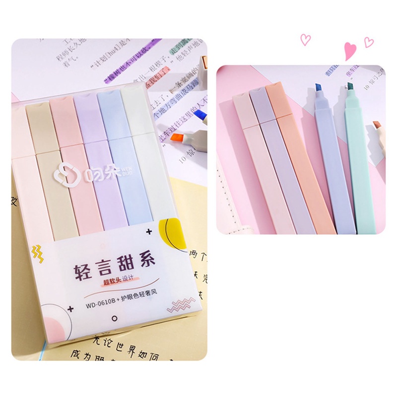 Set 6 Bút Đánh Dấu Nhiều Màu Sắc Xinh Xắn