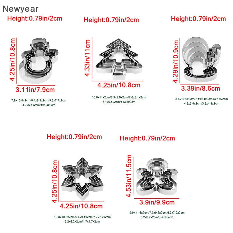 Set 5 Khuôn Cắt Bánh Quy Tạo Hình Chủ Đề Giáng Sinh Bằng Thép Không Gỉ diy