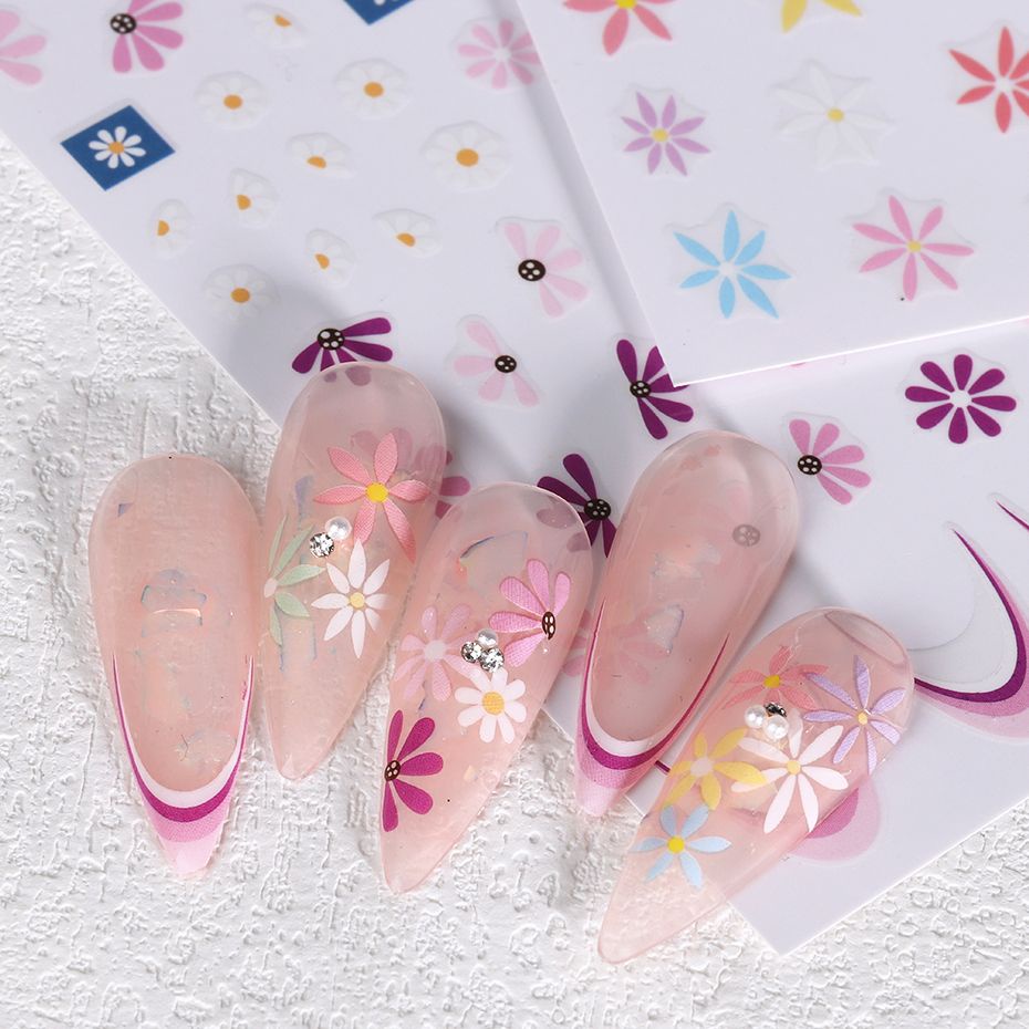 Miếng Dán Trang Trí Móng Tay Họa Tiết Hoa Đơn Giản Phong Cách Nhật Bản