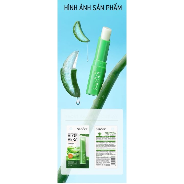 Son Dưỡng Môi Lip balm SADOER ALOE VERA, Giúp Chăm Sóc Đôi Môi Mềm, Căng Mọng Và Đàn Hồi Lyyoga S14