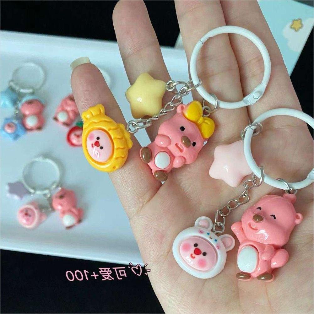 Shanhai loopy Móc Chìa Khóa Xe Hơi Bằng Nhựa resin Màu Hồng Họa Tiết Hoạt Hình periphery Phong Cách Hàn Quốc Dễ Thương